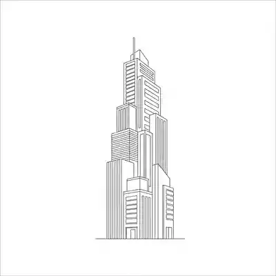 Modern Skyscraper Line Art Coloring Page (2)