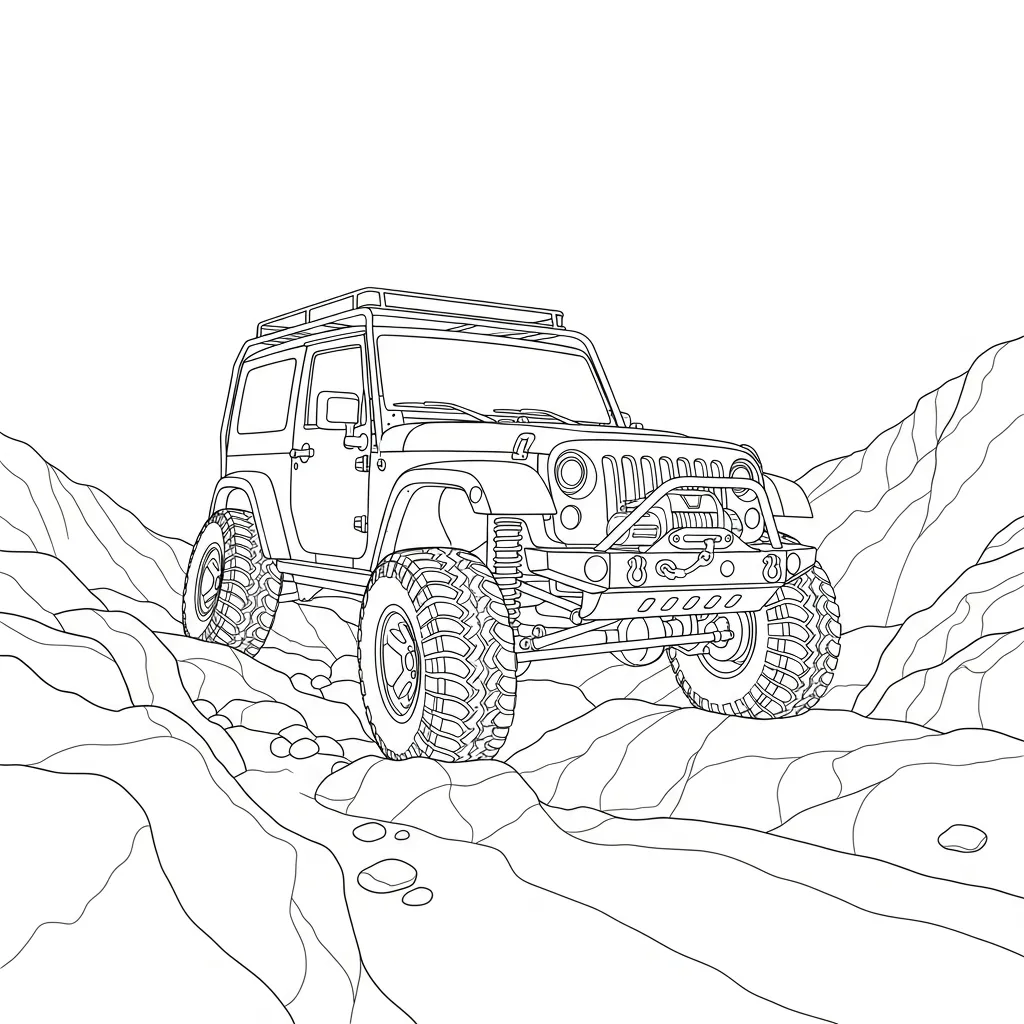 Off Road Jeep Illustration Coloring Page (2)