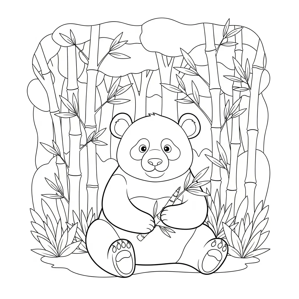 Panda Sitting in Lush Bamboo Forest (2)