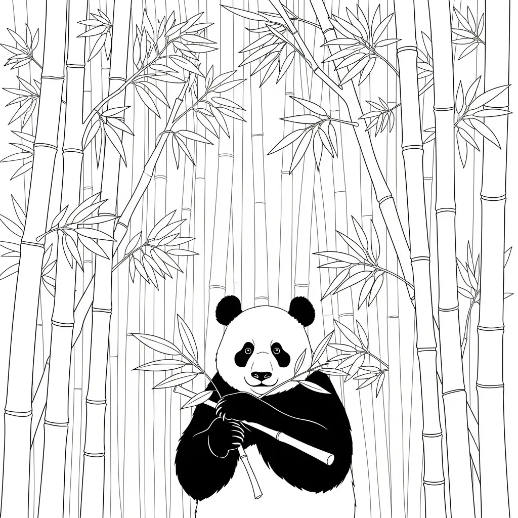 Panda Sitting in Lush Bamboo Forest Scene (3)