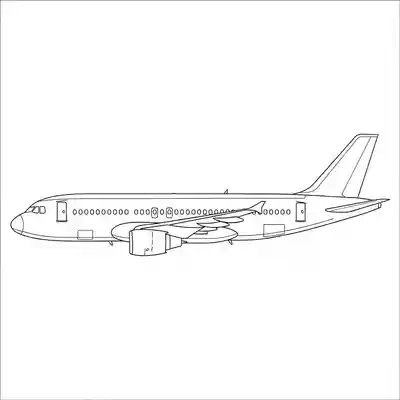 Passenger Airplane Line Art Coloring Page (1)