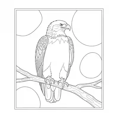 Perched Eagle Drawing Coloring Page (1)