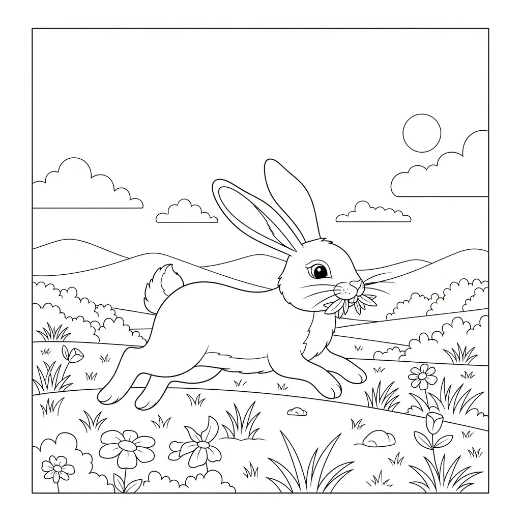 Rabbit Hopping Through Open Meadow (1)