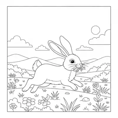 Rabbit Hopping Through Open Meadow (1)