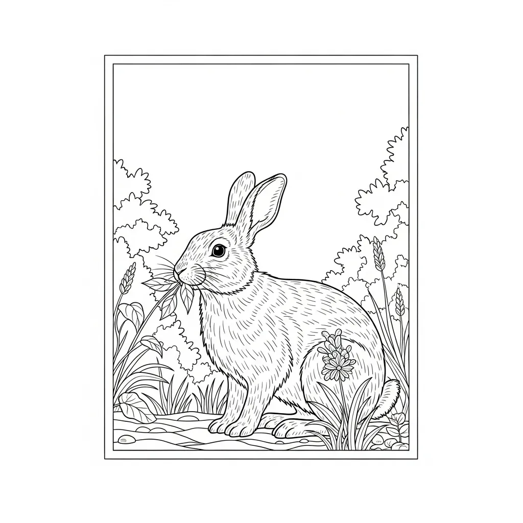 Rabbit Nibbling Near Forest Edge (1)