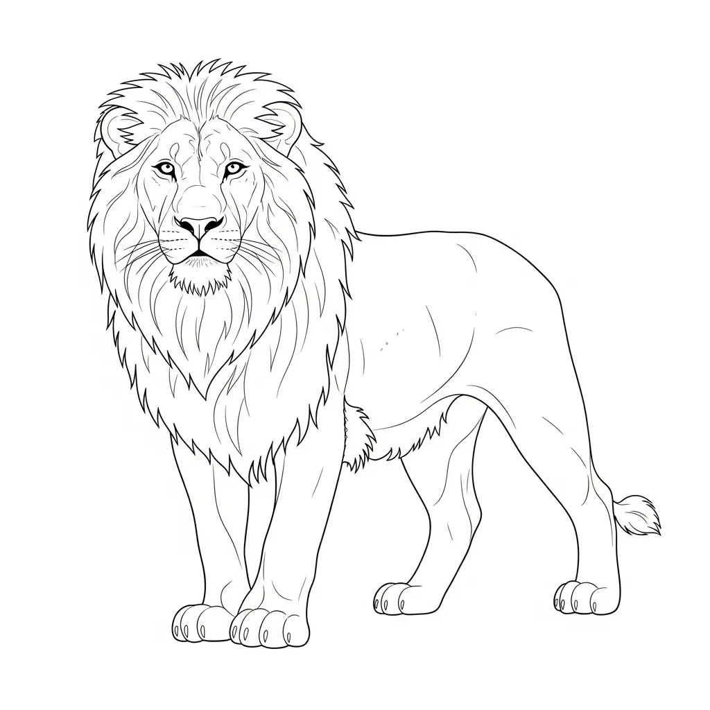 Realistic Lion Coloring Page for Kids (1)