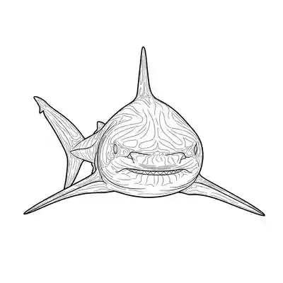 Realistic Shark Illustration Coloring Page (1)