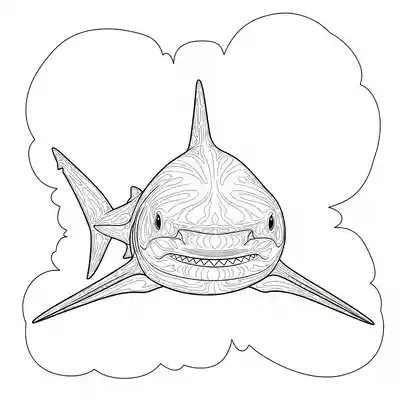 Realistic Shark Illustration Coloring Page (2)