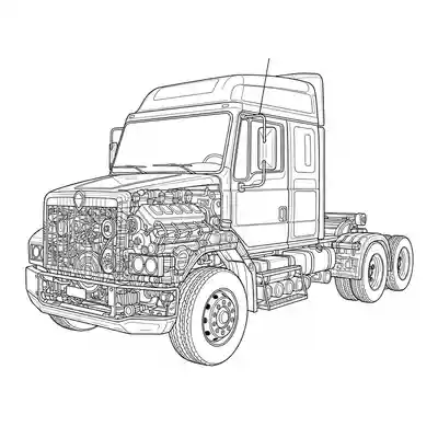 Realistic Truck Technical Coloring Page (1)