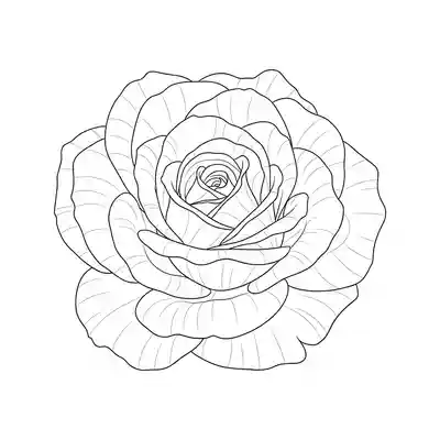 Rose Bloom Line Art Coloring Page (1)