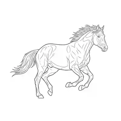 Running Horse Line Art Coloring Page (1)