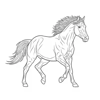 Running Horse Line Art Coloring Page (3)