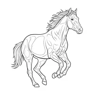 Running Horse Line Art Coloring Page (4)