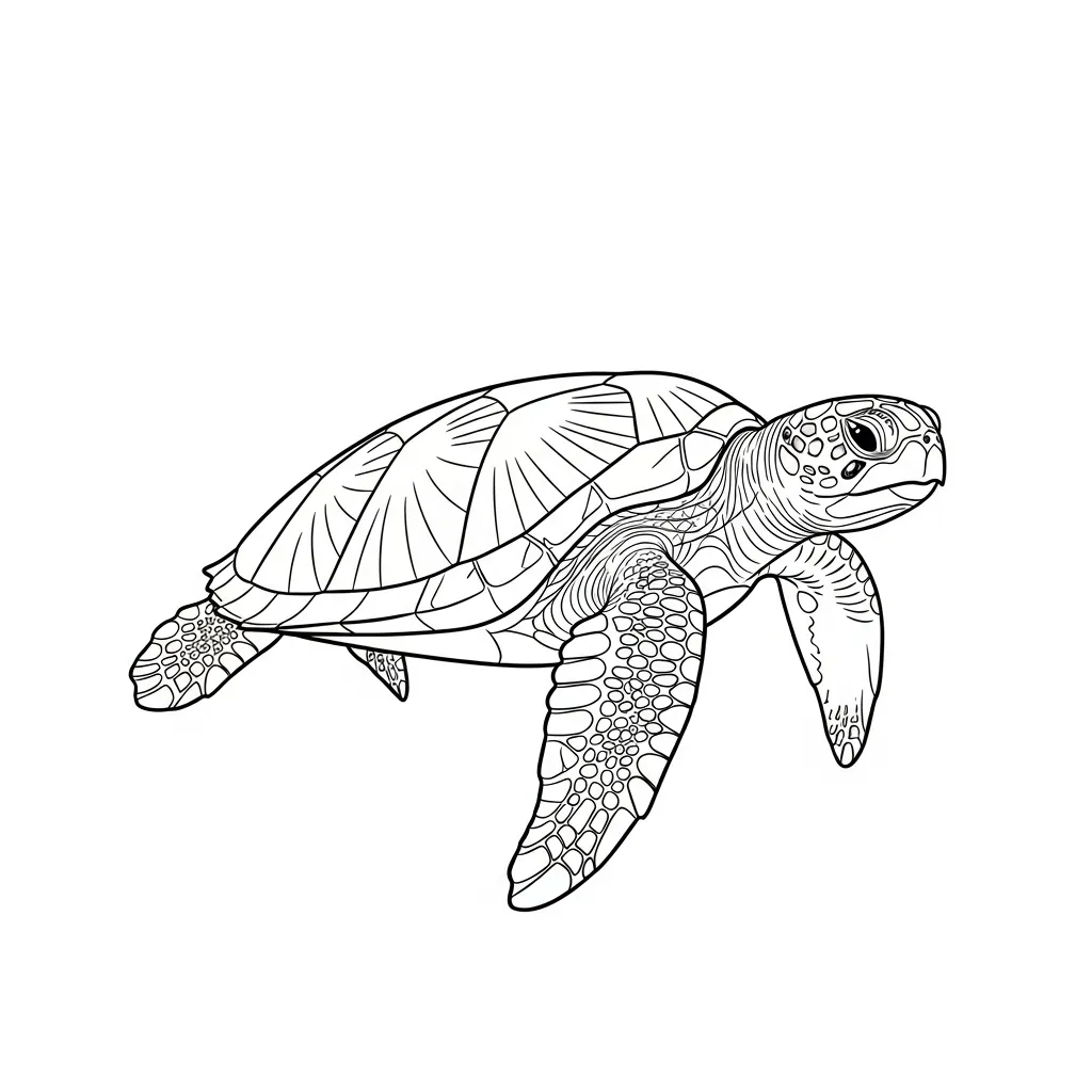 Sea Turtle Line Art Coloring Page (1)