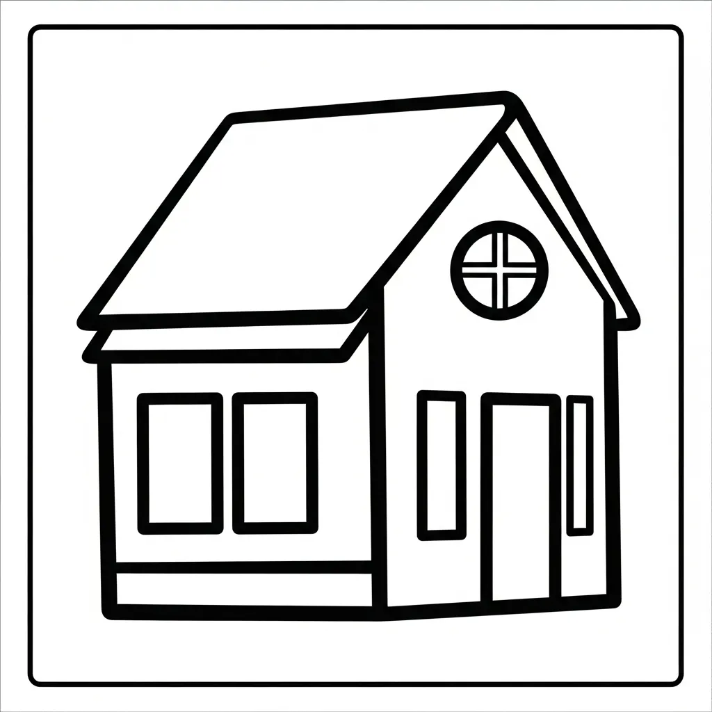 Simple House Coloring Page for Kids (2)