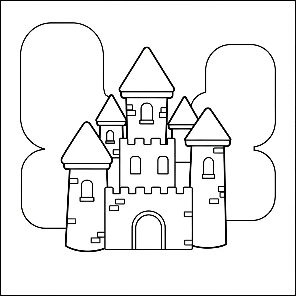 Small Castle Coloring Page for Kids (2)