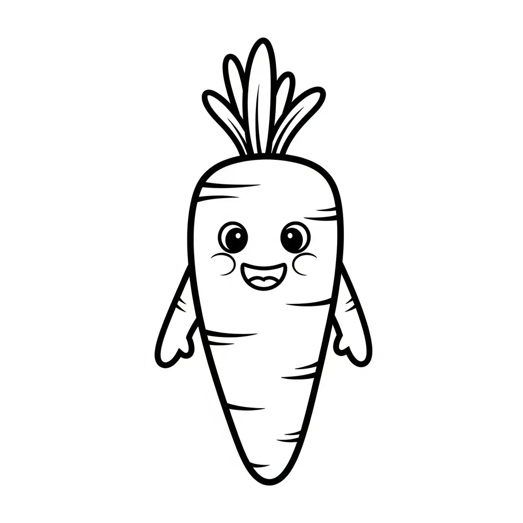 Smiling Carrot Coloring Page for Kids (1)