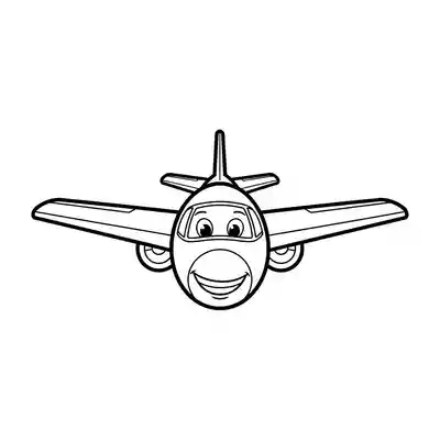 Smiling Jet Plane Coloring Page for Kids (1)