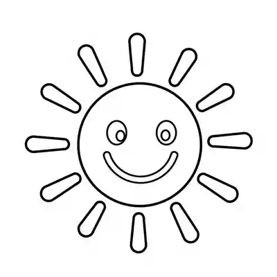 Smiling Sun Coloring Page for Kids (1)