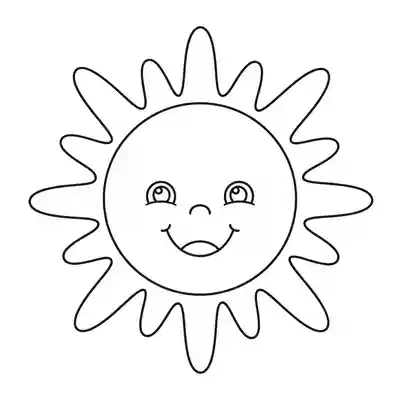 Smiling Sun Coloring Page for Kids (2)