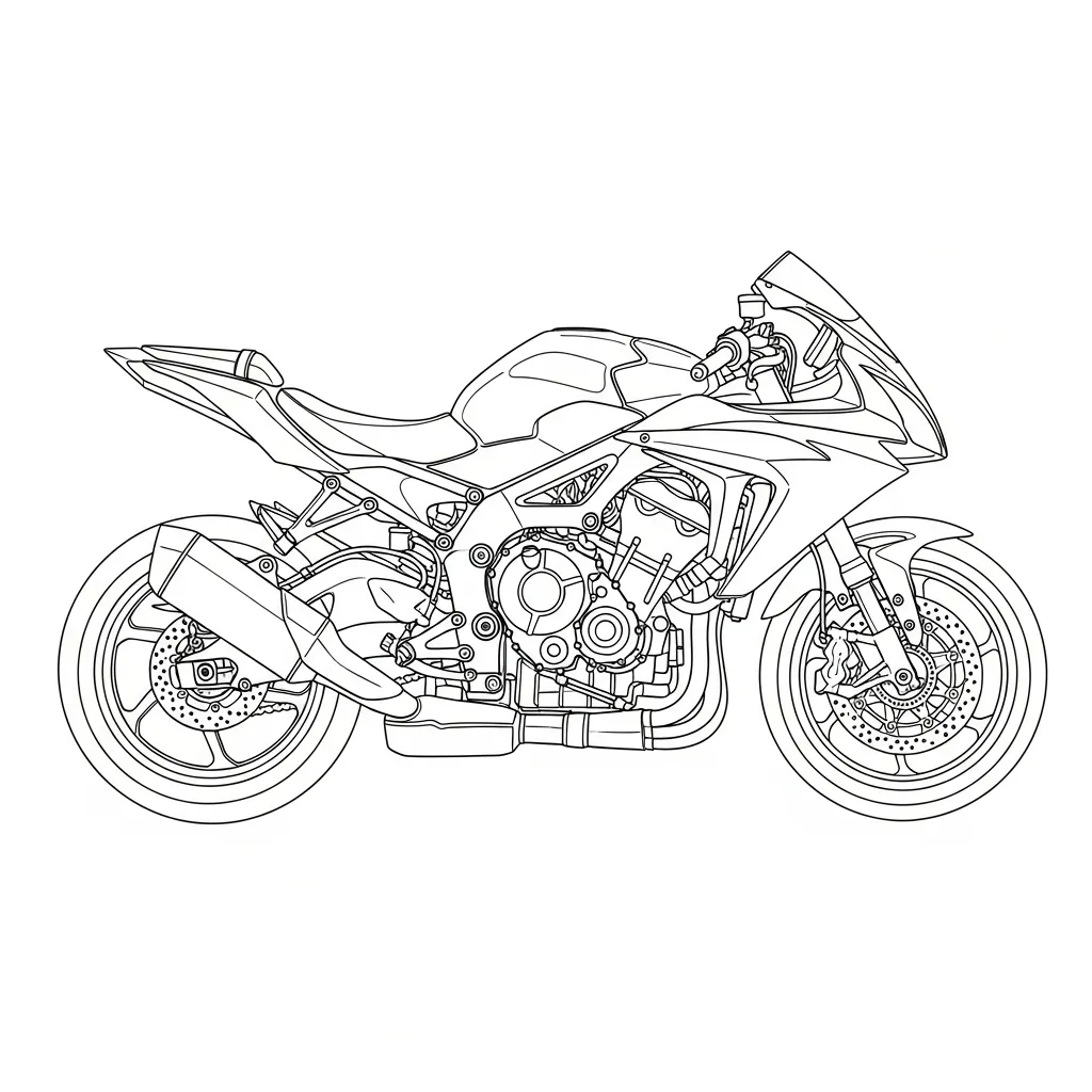 Sport Motorcycle Line Art Coloring Page (3)