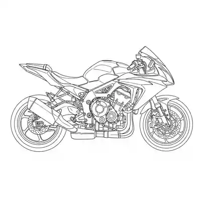 Sport Motorcycle Line Art Coloring Page (3)