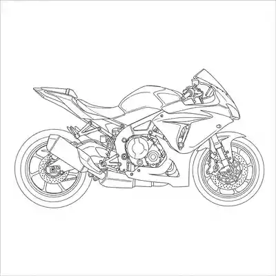 Sport Motorcycle Line Art Coloring Page (4)