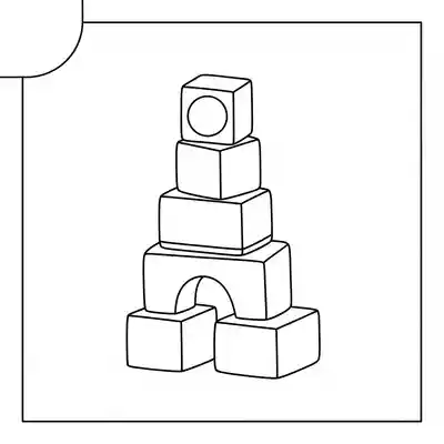 Stacking Blocks Coloring Page for Kids (1)