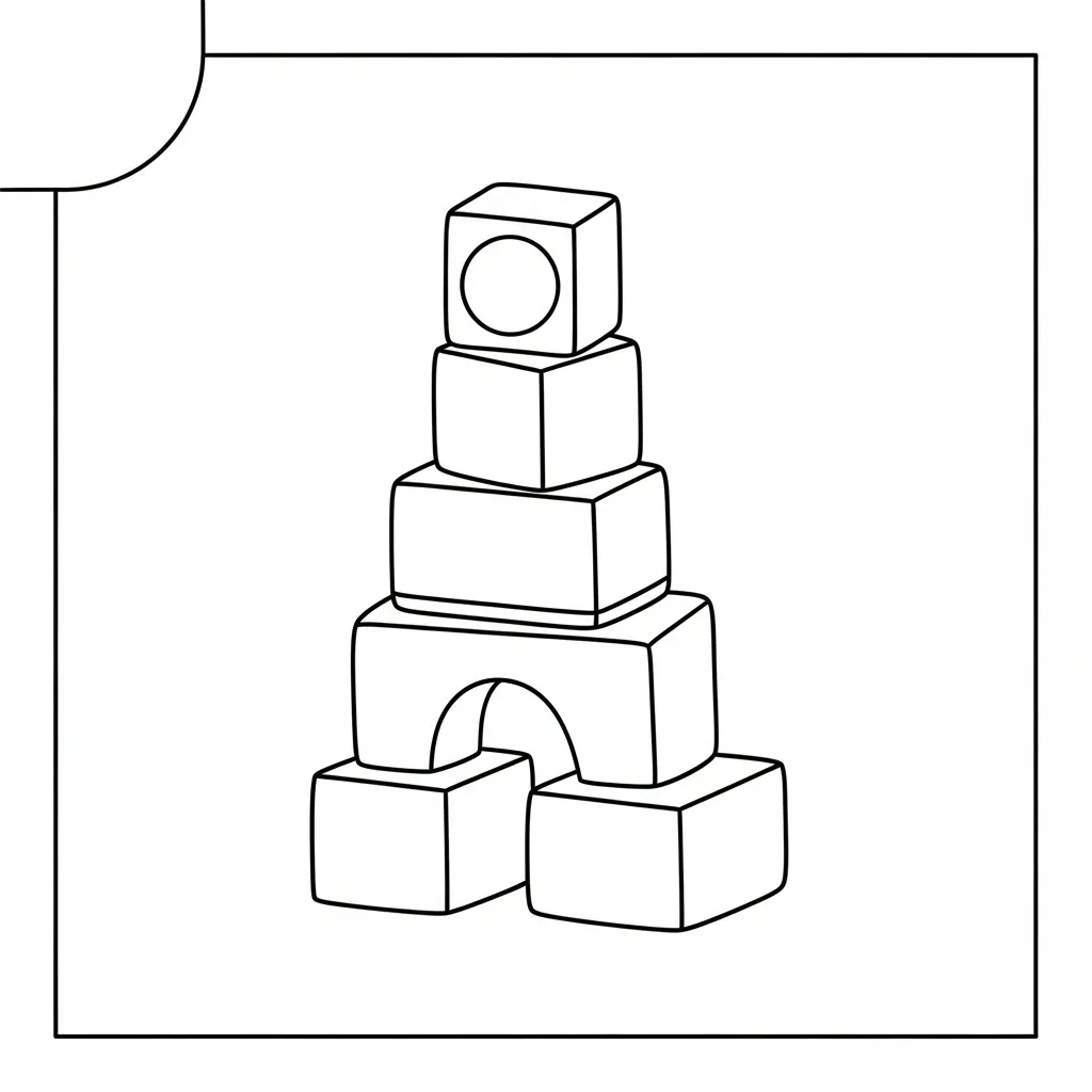 Stacking Blocks Coloring Page for Kids (1)