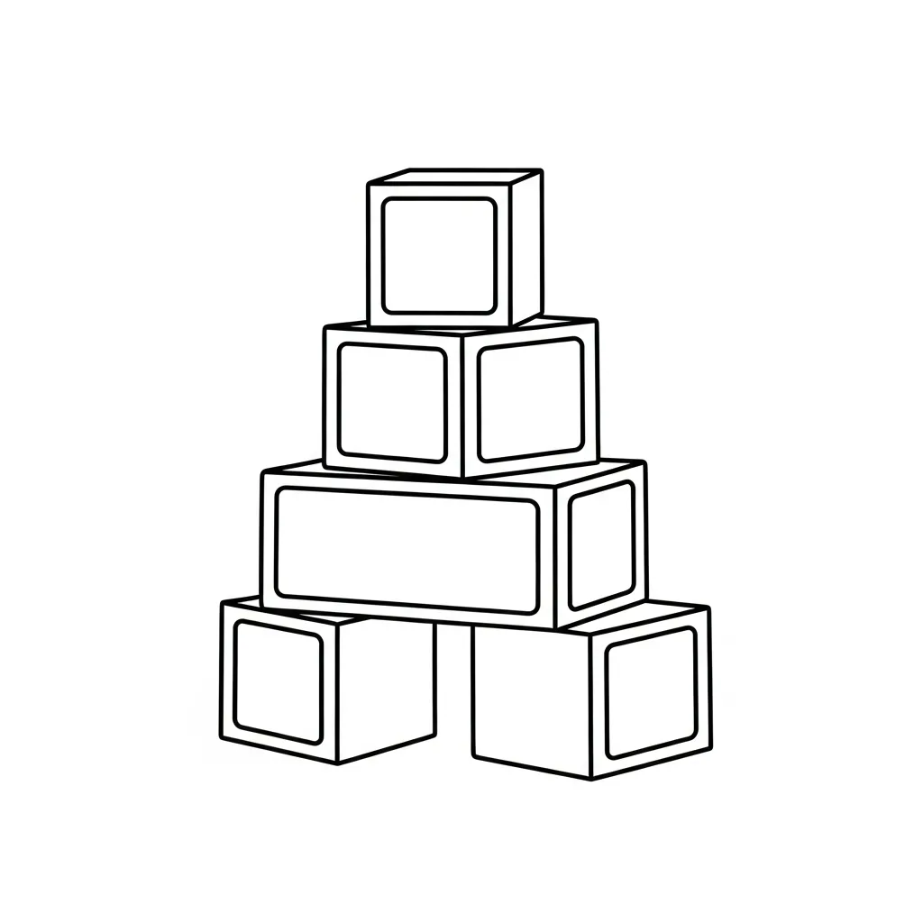 Stacking Blocks Coloring Page for Kids (2)