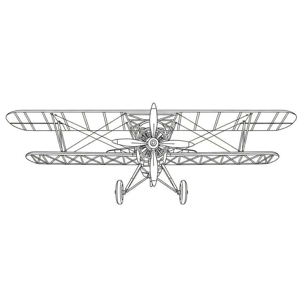Vintage Biplane Detailed Coloring Page (1)