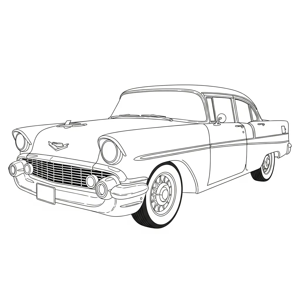 Vintage Car Detailed Coloring Page (1)