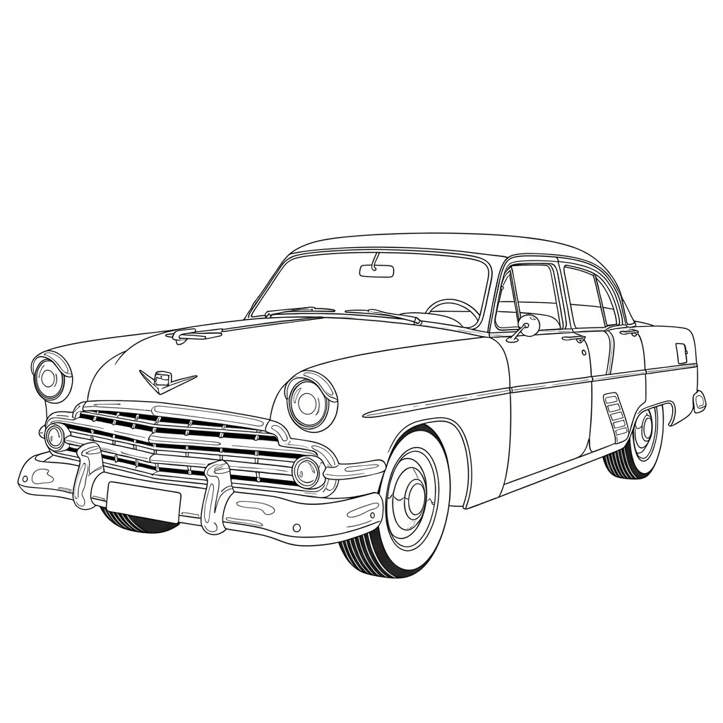 Vintage Car Detailed Coloring Page (2)