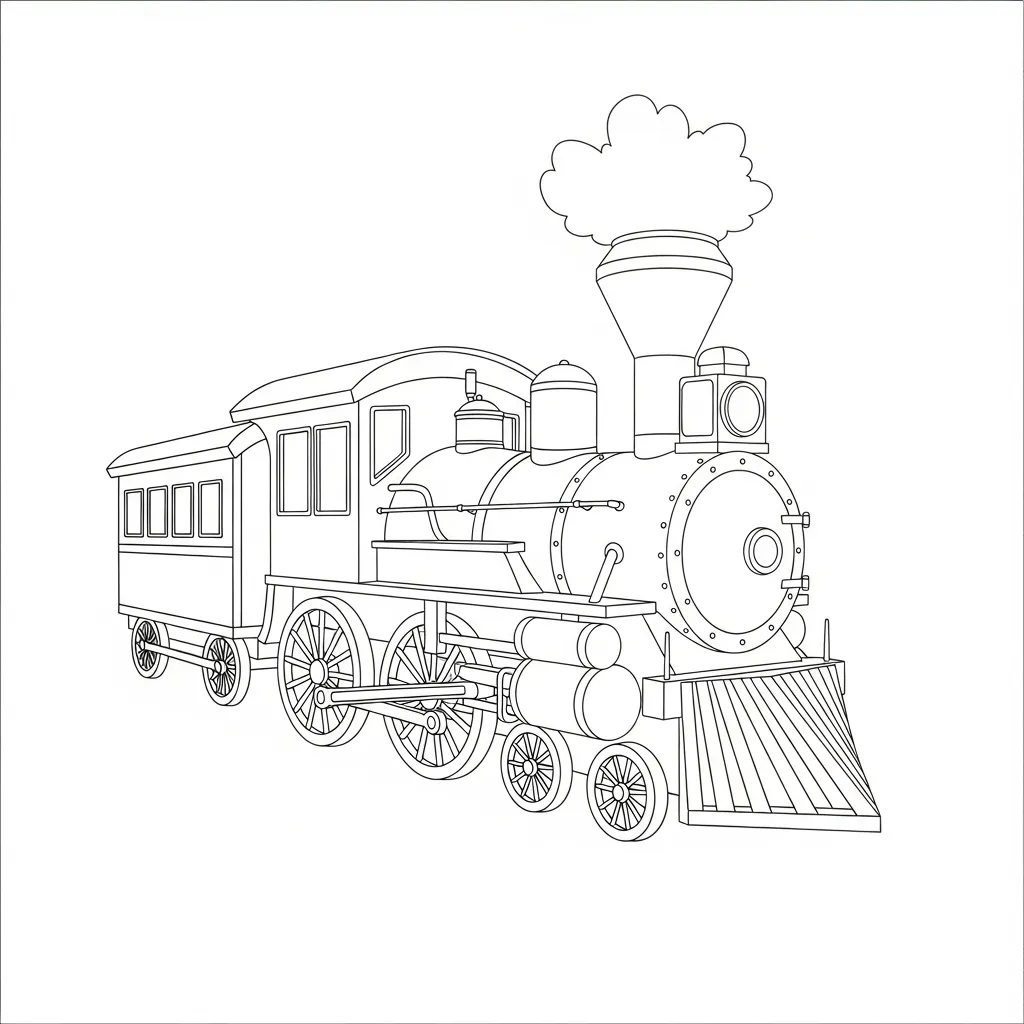 Vintage Toy Train Detailed Coloring Page (1)