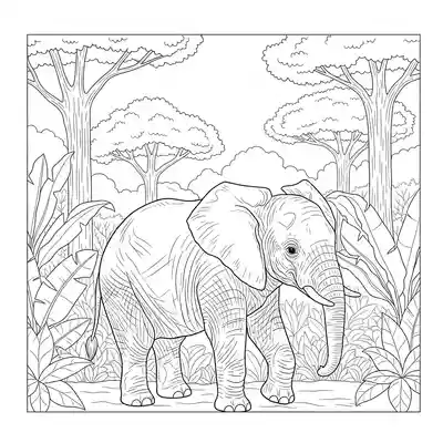 Young Elephant Walking Through Lush Jungle Vegetation (2)
